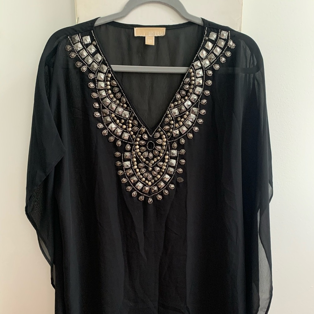 Michael Kors Sheer Black Jewel Tunic